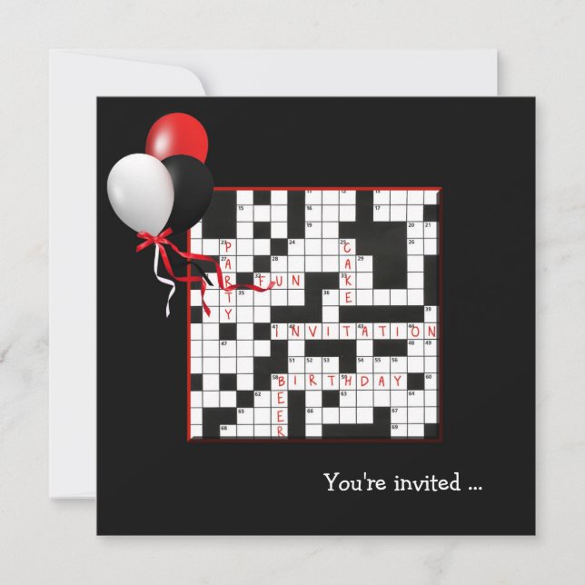 Crossword Puzzle Party laden ein Einladung (Vorderseite)