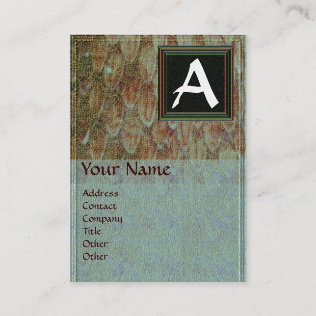 CROTALUS/GRAY BROWN SNAKESKIN SQUARE MONOGRAMM VISITENKARTE (Vorderseite)