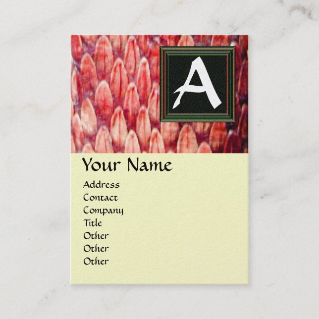 CROTALUS MONOGRAM, rotes Perlpapier Visitenkarte (Vorderseite)