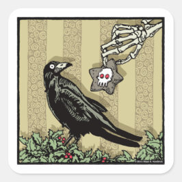 Crow and Cookie - Pop Goth Holiday Quadratischer Aufkleber
