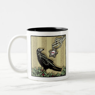 Crow and Cookie - Pop Goth Holiday Surreal Zweifarbige Tasse