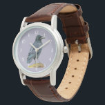 Crow-Aquarellmalerei Armbanduhr<br><div class="desc">Das ist ein Aquarellbild von Krähen. Ich denke,  Krähen haben schöne Federn - schwarz,  reflektieren aber lila und blaue Farbe unter dem Sonnenlicht. Diese Krähe ist auf einem Baumstamm gekrönt,  auf dem Moos wachsen.</div>