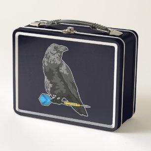 Crow at Darts with Dart Metall Brotdose