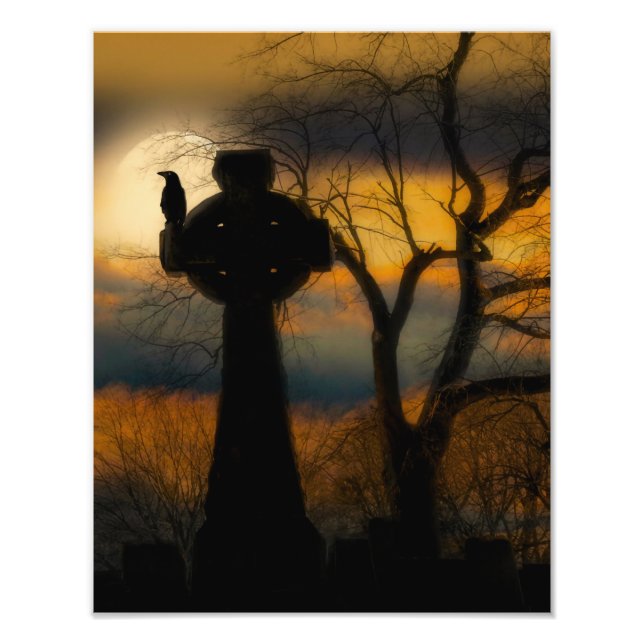 Crow auf dem ganzen Hollow-Abend Fotodruck (Vorne)