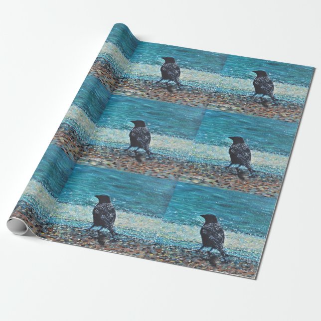 Crow auf der Strandmalerei Geschenkpapier (Ungerollt)