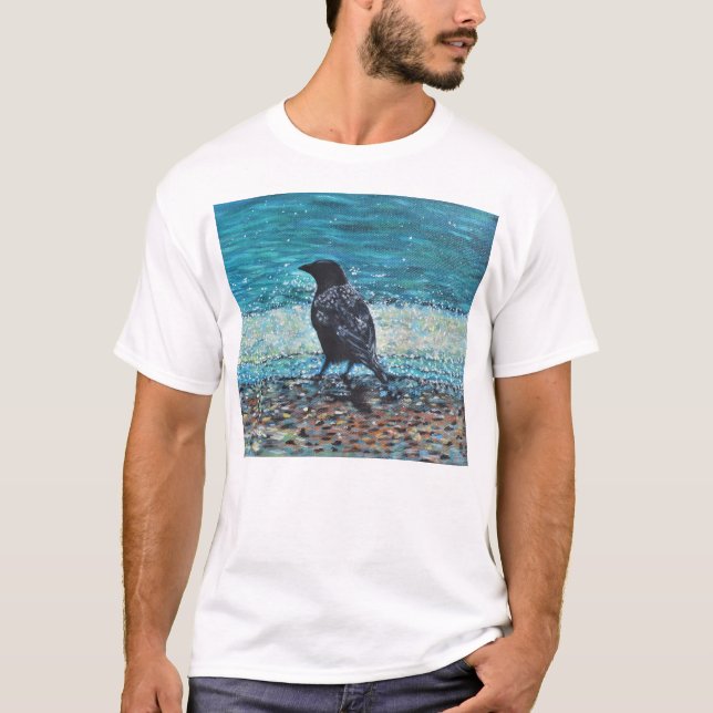 Crow auf der Strandmalerei T-Shirt (Vorderseite)