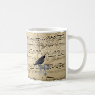 Crow auf einem Musikblatt Kaffeetasse