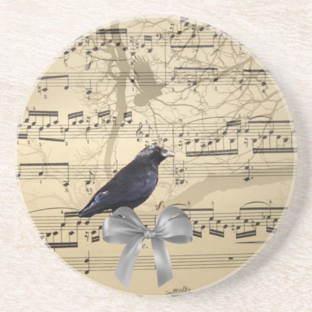 Crow auf einem Musikblatt Untersetzer (Vorne)