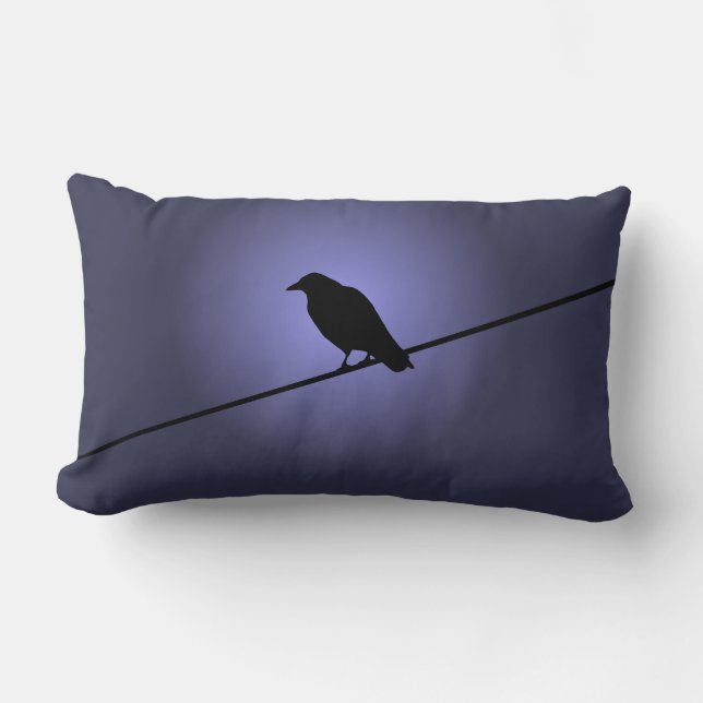 Crow auf einem Telefonkabel Lendenkissen (Vorderseite)