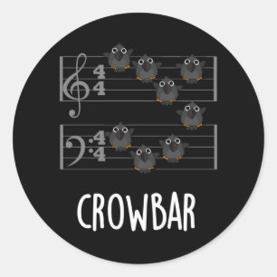 Crow Bar Funny Music Bird Puff Dark BG Runder Aufkleber