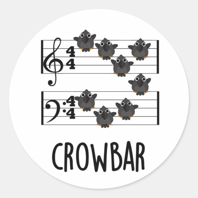 Crow Bar Funny Music Bird Puff Runder Aufkleber (Vorderseite)