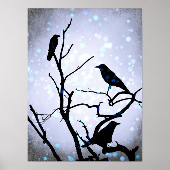 Crow Bird auf Tree Bird 94 Poster (Vorne)
