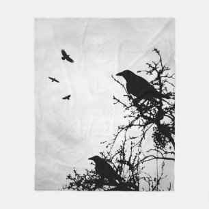Crow Bird Design 43 Gray Fleecedecke