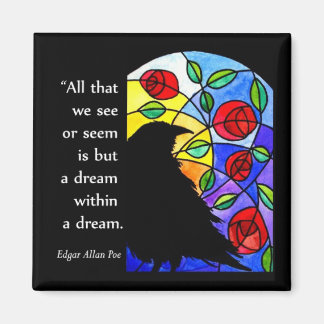 Crow by Window with Rose - Magnet