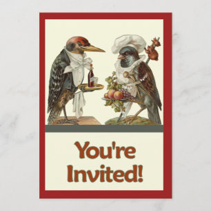 Crow Cook et Woodpecker Bartender Invitation