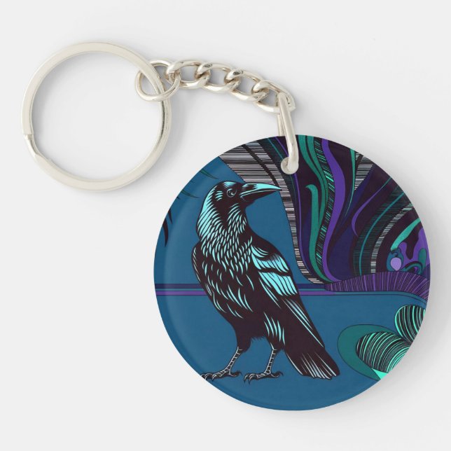 Crow Design Acrylique Porte - clé rond pourpre ble (Devant)