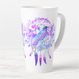 Crow Dreamcatcher Blue Lila Floral Milchtasse