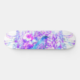 Crow Dreamcatcher Blue Lila Floral Skateboard