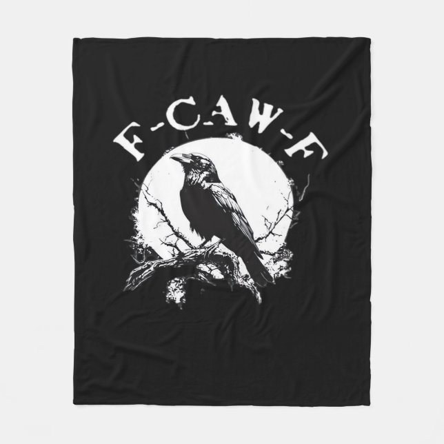 Crow F-Caw-F Funny Bird Aesthetic Casual Fleecedecke (Vorderseite)