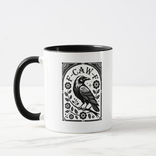 Crow, F-Caw-F Funny Bird Aesthetic Graphic Tasse (Links)