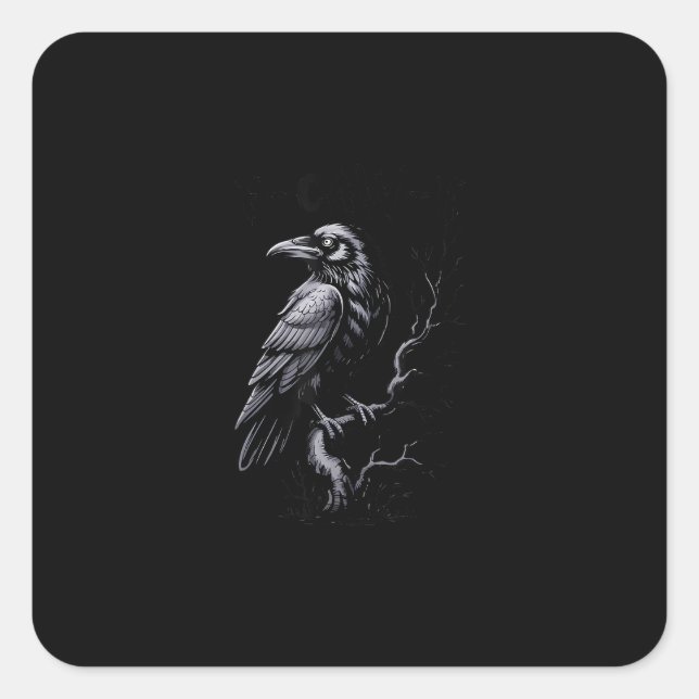 Crow, F-Caw-F Funny Bird Classic Cool Quadratischer Aufkleber (Vorderseite)