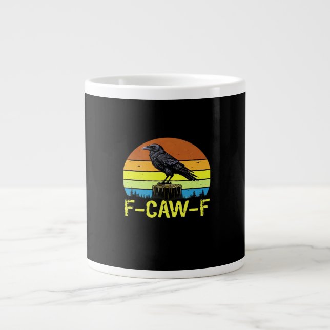 Crow F-Caw-F Funny Bird Classic Minimal Clean Jumbo-Tasse (Vorderseite)