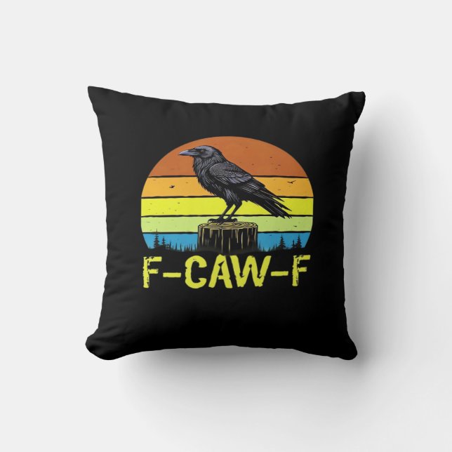 Crow F-Caw-F Funny Bird Classic Minimal Clean Kissen (Vorderseite)