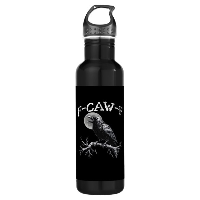 Crow F-Caw-F Funny Bird Cool Unique Edelstahlflasche (Vorderseite)