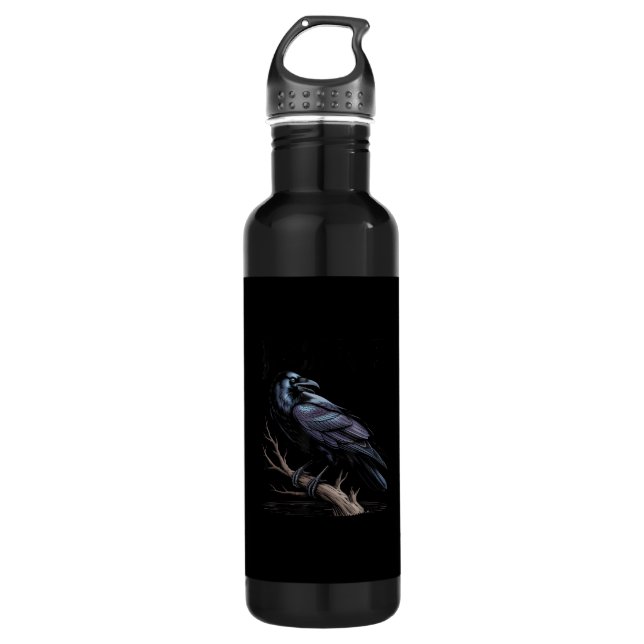 Crow, F-Caw-F Funny Bird Funny Quote Edelstahlflasche (Vorderseite)