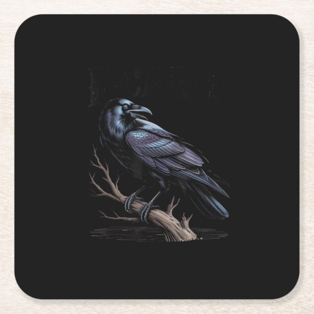 Crow, F-Caw-F Funny Bird Funny Quote Rechteckiger Pappuntersetzer (Vorderseite)