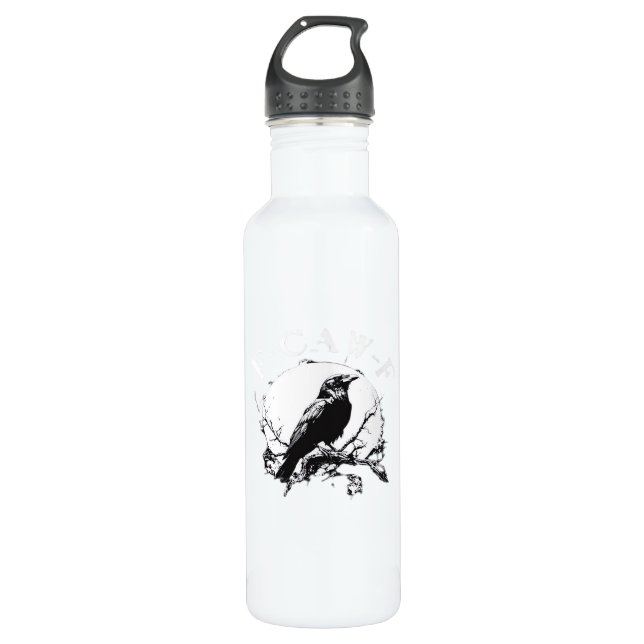 Crow, F-Caw-F Funny Bird Funny Trendy Edelstahlflasche (Vorderseite)