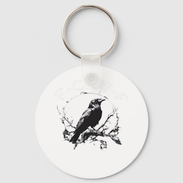 Crow, F-Caw-F Funny Bird Funny Trendy Schlüsselanhänger (Vorderseite)