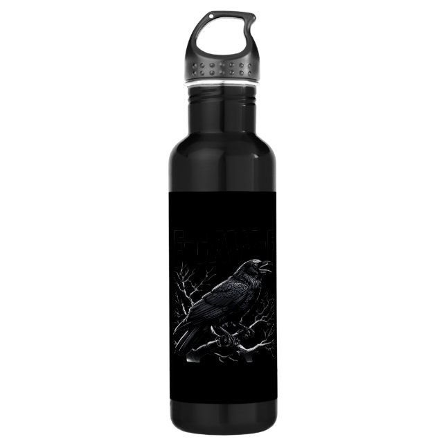 Crow, F-Caw-F Funny Bird Minimal Clean Edelstahlflasche (Vorderseite)