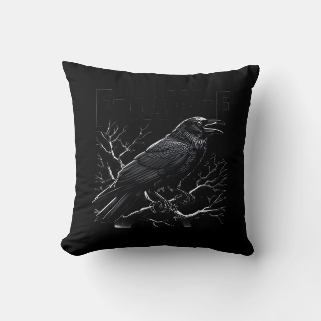 Crow, F-Caw-F Funny Bird Minimal Clean Kissen (Vorderseite)