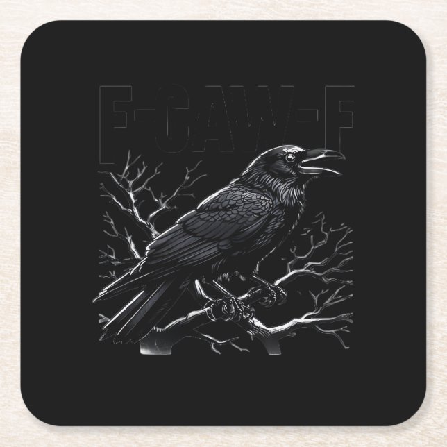 Crow, F-Caw-F Funny Bird Minimal Clean Rechteckiger Pappuntersetzer (Vorderseite)