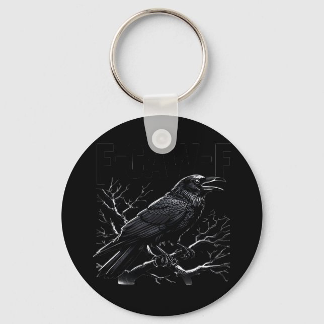 Crow, F-Caw-F Funny Bird Minimal Clean Schlüsselanhänger (Vorderseite)