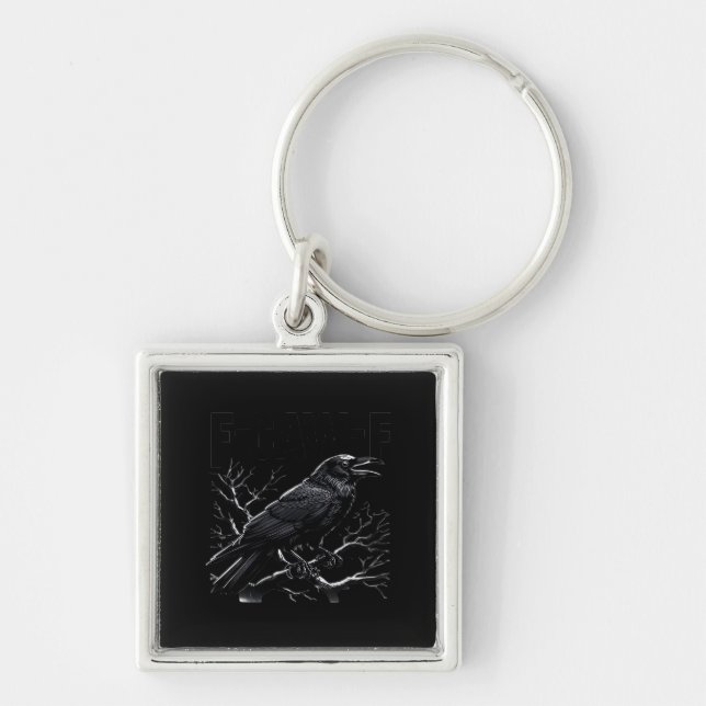 Crow, F-Caw-F Funny Bird Minimal Clean Schlüsselanhänger (Vorne)