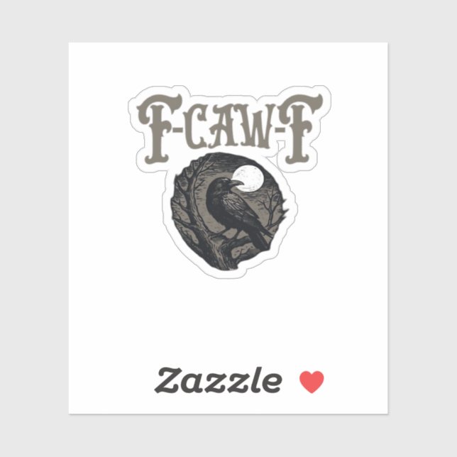 Crow, F-Caw-F Funny Bird Moon Gothic Retro Graphic Aufkleber (Blatt)