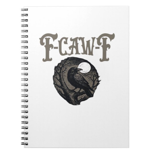 Crow, F-Caw-F Funny Bird Moon Gothic Retro Graphic Notizblock (Vorderseite)