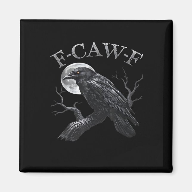 Crow F-Caw-F Funny Bird Moon Retro Classic Magnet (Vorne)