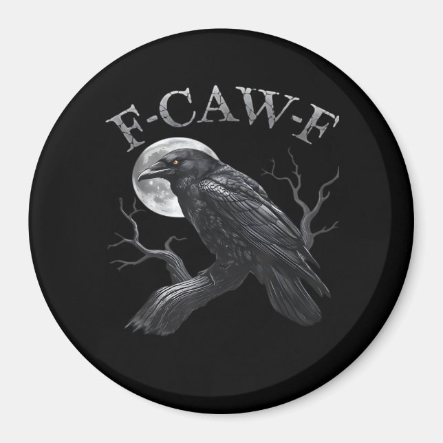 Crow F-Caw-F Funny Bird Moon Retro Classic Magnet (Vorne)