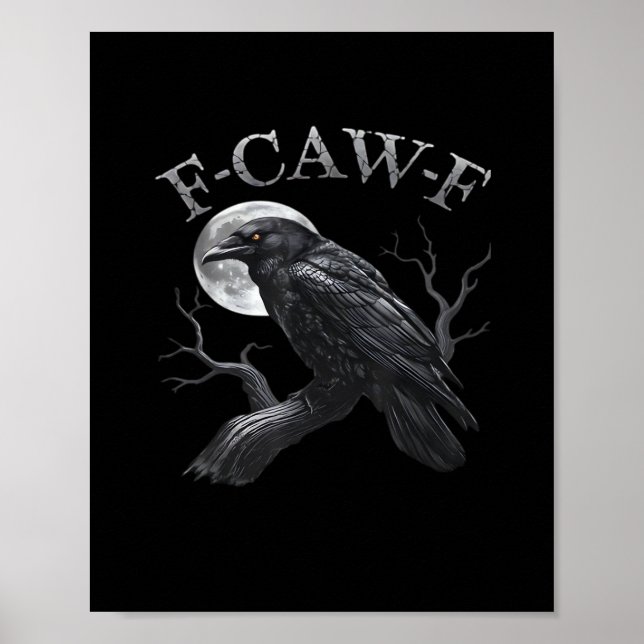 Crow F-Caw-F Funny Bird Moon Retro Classic Poster (Vorne)