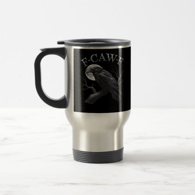 Crow F-Caw-F Funny Bird Moon Retro Classic Reisebecher (Links)