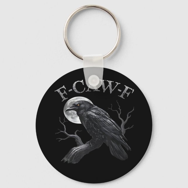 Crow F-Caw-F Funny Bird Moon Retro Classic Schlüsselanhänger (Vorderseite)