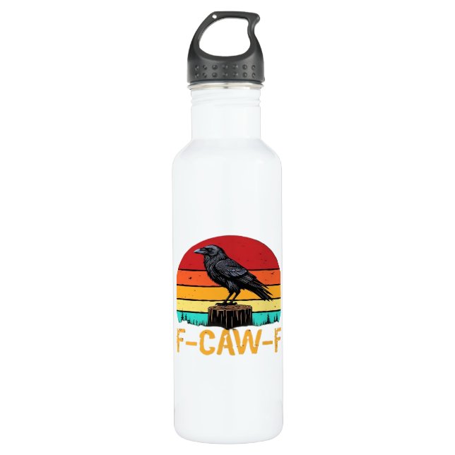 Crow, F-Caw-F Funny Bird Retro Classic Edelstahlflasche (Vorderseite)
