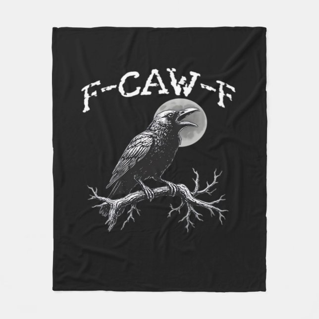 Crow F-Caw-F Funny Bird Retro Classic Fleecedecke (Vorderseite)