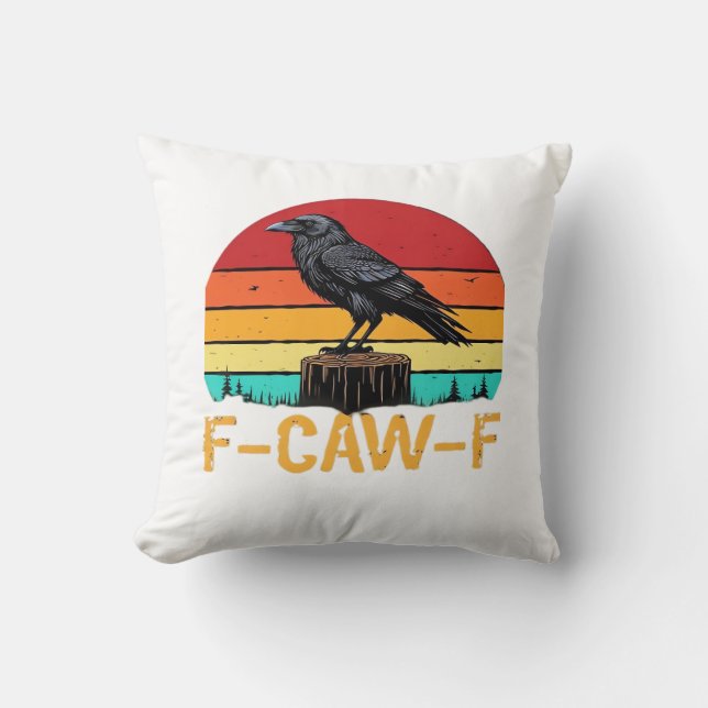 Crow, F-Caw-F Funny Bird Retro Classic Kissen (Vorderseite)