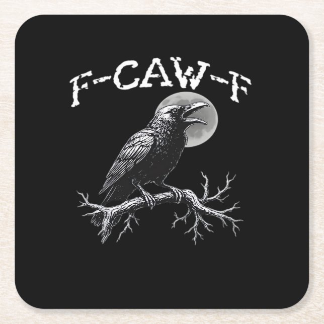 Crow F-Caw-F Funny Bird Retro Classic Rechteckiger Pappuntersetzer (Vorderseite)
