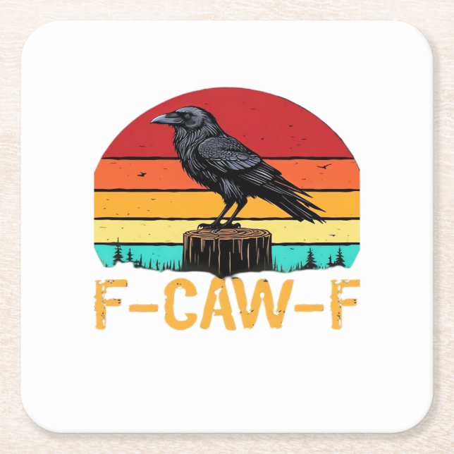 Crow, F-Caw-F Funny Bird Retro Classic Rechteckiger Pappuntersetzer (Vorderseite)