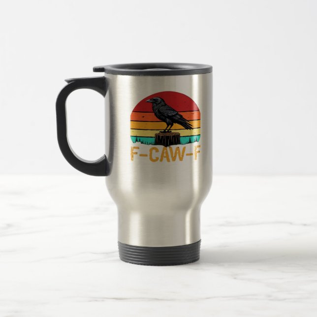 Crow, F-Caw-F Funny Bird Retro Classic Reisebecher (Links)